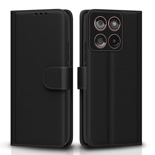 Image of Pikkme Flip Cover for Motorola Moto Edge 60 5G / Motorola Moto Edge 60 Fusion 5G Leather Finish | Inside TPU with Card Pockets | Wallet Stand and Shock Proof | Complete Protection Flip Case(Black)