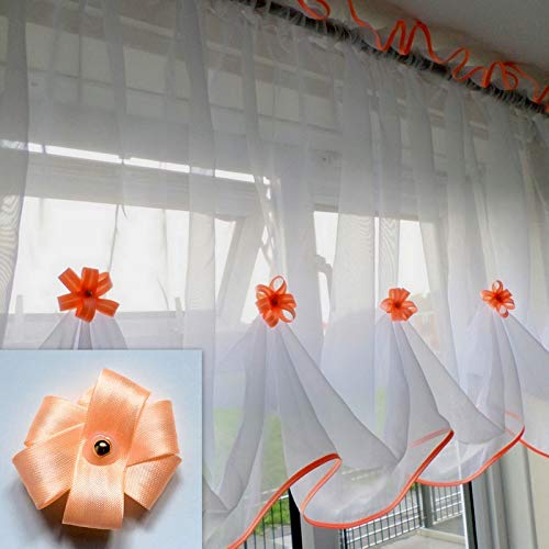 Katiesboutique ltd Beautiful White Voile Net Curtain Piping (114"x47", Salmon)