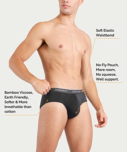 David Archy Men's Underwear Bamboo Rayon Breathable Super Soft Comfort Lightweight Pouch Briefs No Fly In 4 Pack #TOP1