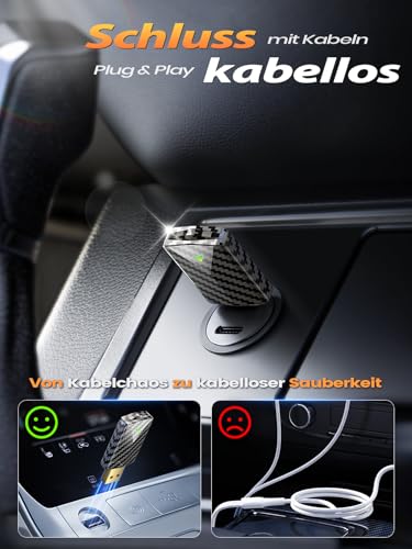 Adaptador inalámbrico coche Android Auto y CarPlay: conexión rápida USB A C para iPhone iOS 10+ 5
