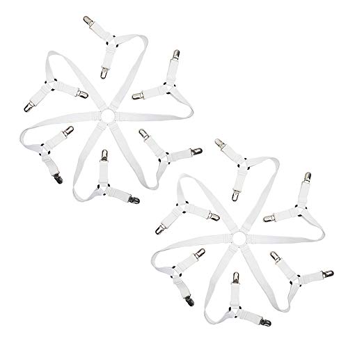 HOSTK 2PC 6 lados Triángulo Sujetadores de la sábana Tirantes Sujetadores Correas Pinzas Clip - Ajustar sábanas de todo tamaño Fundas de colchón Sofá Cojín Mesa ajustable