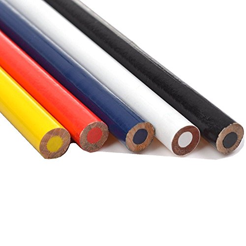 Cuziss 5 Pcs Assorted Colors Pencil Sewing Mark, Tailor's Marking And Tracing Tools (Blue Red Black White Yellow) #TOP2