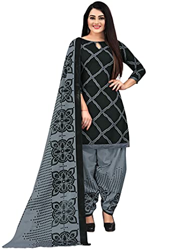 VintFlea Indischer Ethnischer Salwar-Anzug für Damen, Baumwolle, ungenäht Gr. Einheitsgröße, schwarz / grau Cover
