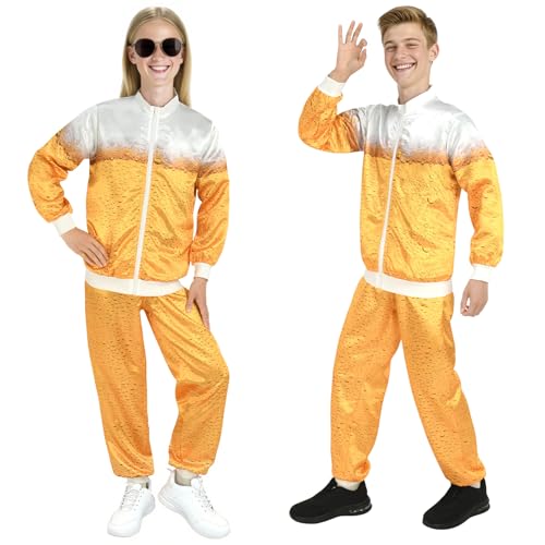 Aomig Costume de Bière Deguisement Année 80-90 Party Costume Survêtement Jogging Tenue Bad Taste Disco
