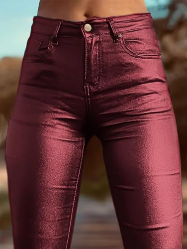 Flamingals Bootcut PU Leather High Waist Flare Legs Vintage Pocket Pants Winter Trendy4