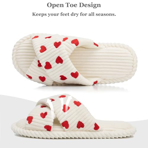 Image of GOEWY Slippers for Women Memory Foam House Bedroom Corduroy Crossbands Open Toe Slides Sandals Shoes Comfy Trendy Gift for womens Anti-Skid sole