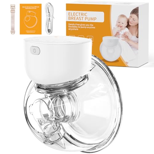 Breast Pump Wearable Hands Free Breast Pumps with 2 Modes 9 Levels, LCD Display Rechargeable Memory Function, 24mm, 1 Pack, White