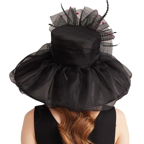 Gorro fascinador Derby para mujer con flores removibles miniatura 5