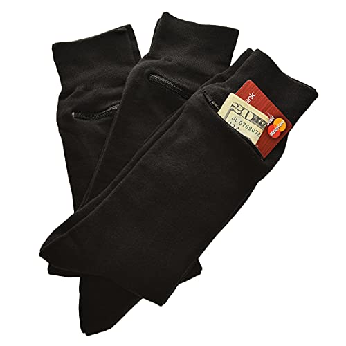 Moisture Wicking Crew Socks - Anti Pickpocket Dress Socks for Women and Men w/Hidden Pocket2