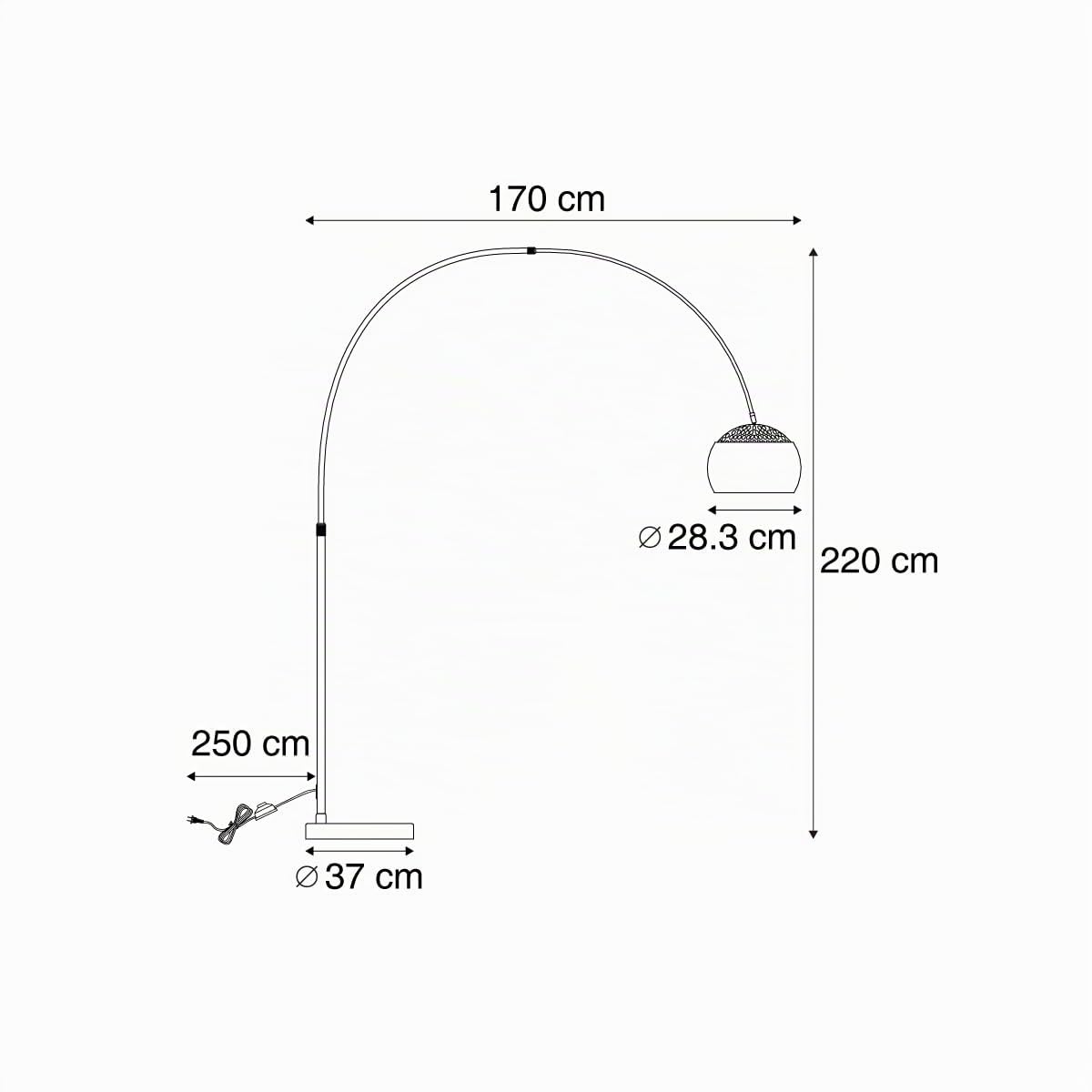 Qazqa Booglamp XXL - Lampada da terra arco Moderno - 1 luce - L 1700 mm - Acciaio - Moderno - Soggiorno