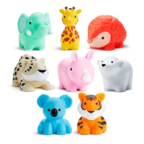 Munchkin Juguetes de Baño Flotantes Temáticos de Animales WildLove de Goma para Bebé, Niños y Niñas | Esenciales para Bebé | Juguetes Interactivos para la Ducha | 8 Paquetes | Animales Salvajes