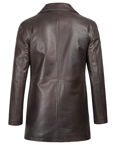 Image of Blingsoul Disc Real Leather Brown Distressed Leather Coat Jacket | [1500032] Super Brown, S
