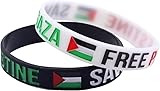 QRH Free Palestine Bracelets Silicone Palestine Gaza Flag Bracelets Free Palestine Rubber Wristbands Save Gaza Support Palestine Jewelry-2pcs(white+black)