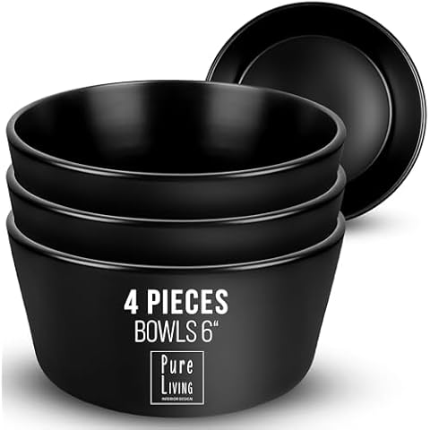 Pure Living 26.7 Oz Matte Black Bowls Set Cover
