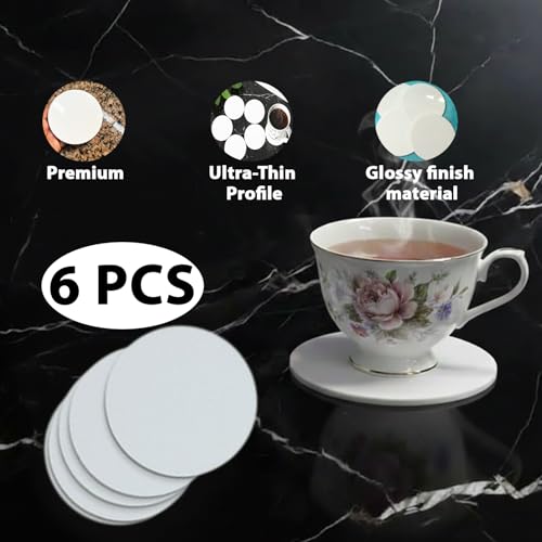 Image of Unbreakable Acrylic Coaster Set - Set of 6 Coasters for Gaming Tables, Office Use, and Study Table Decor - Stylish and Durable Drink Coasters to Protect Surfaces (White)