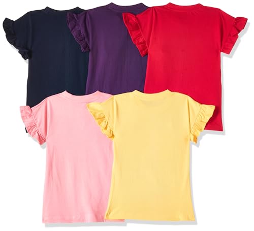 Image of T2F Girls Cotton Printed Regular Fit T-Shirt (Pack of 5)