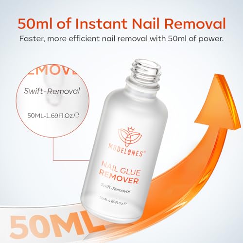 Image of Modelones 50 ML Nail Glue Remover for Base Coat Press On Nails, Upgrade Clear Stick On Nails Remover for Acrylic Tips, Nail Polish Remover
