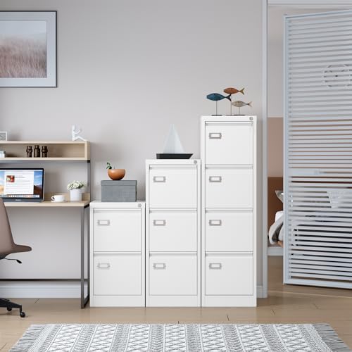 SISESOL 3 Drawer File Cabinet with Lock and Tag,Narrow Three Drawer Filing Cabinet,Vertical Metal File Cabinets,White Filing Cabinets for Home Office Fit Letter/A4/Legal Size File,Easy Assembly