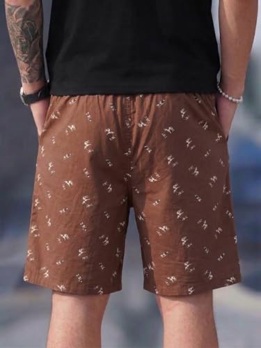 Image of Men's Cotton Casual Shorts |Striped Half Pants for Men |Comfortable | Elastic Waist with Drawstring | Lightweight & Comfortable for Beach Vacations, Casual Daily Outings & Sleepwear Bermuda Shorts