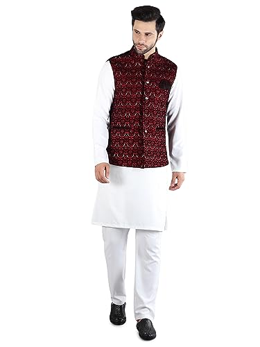 Image of Uri and MacKenzie Men's Silk Blend Kurta Pajama with Designer Ethnic Nehru Jacket /Modi Jacket