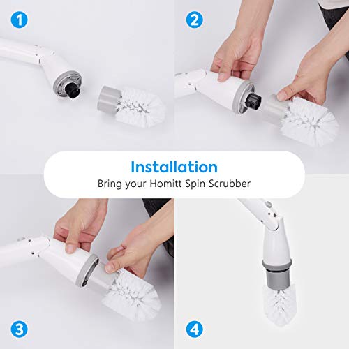 Homitt Toilet Brush Heads for Electric Spin Scrubber, 2pcs Power Spin Scrubber Replacement Toilet Brush Heads for Cleaning Bathroom, Sturdy PP Bristles Apply to Electric Cordless Scrubber