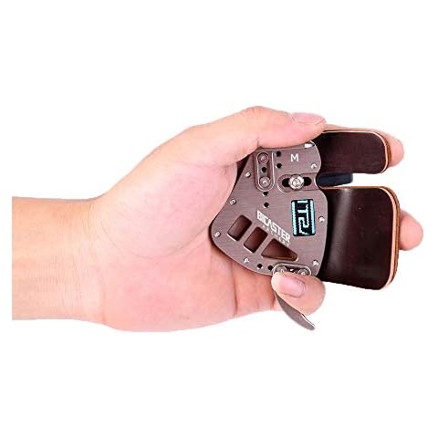 Bicaster Archery Finger Tabs Left Handed for Recurve Bow Genuine Leather + Aluminum Plate Adjustable (Silver, Large) Cover