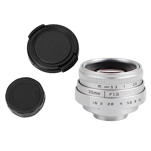 Objectif de la Caméra, 35mm F1.6 CCTV C Mount Manual Digital Fixed Large Aperture Lens for NEX, M4/3, FX(Argent)
