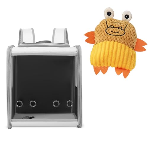 クレート 小型犬 パノラマが透明で 宇宙カプセルバッグ ペットバッグが丈夫で 立体鉄骨 滑り止めマット 紛失フックを入れ 丈夫で変形せず 肩ベルトを調節でき 清潔で 猫ケージ 屋外移動の猫リュックサック ぬいぐるみを贈る (グレー)