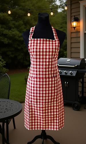 Image of Kitchen Apron for Women & Men | 100% Cotton | Cooking Apron with Big utility Pocket | Adjustable neck strap | Free Size | Kitchen Utensils Accessory