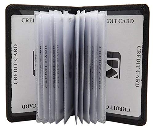 Cuero de Becerro Tarjetero para Tarjeta de crédito MJ-Design-Germany con protección RFID y NFC (Negro)