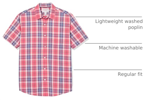 Image of Amazon Essentials Men's Regular-Fit Short-Sleeve Poplin Shirt, Collared, Washed