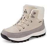 Mishansha Botas Mujer Invierno Cálidas Forradas Antideslizantes Comoda Botines de Nieve Trekking Senderismo Outdoor Blanco Crema EU 41
