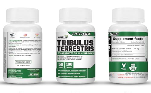 Image of Nutrija Tribulus Terrestris Extract Powder | 50g - 100 Servings | standardized to 40% Saponins | Supports Natural Testosterone, Muscle Growth & Repair