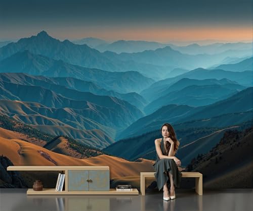 Papel Pintado Pintura Paisaje Montaña Papel De Pared, Decoracion Salon Dormitorio Paisaje Natural Murales Póster Moderno Fotomurales Decorativos Pared, 250 X 175 Cm