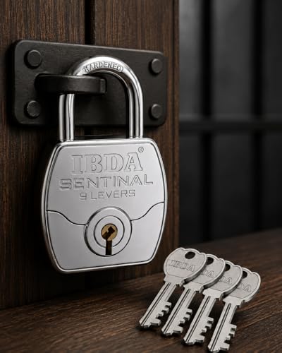 Image of 10 Locks with Same Key | Multiple Locks with Single Key | Common Key Lock | Steel Body | Lock for Home, Shutter, gate, Door, Channel, Shop, Outdoor, Indoor | Same Key Lock Set of 10 with 8 Keys