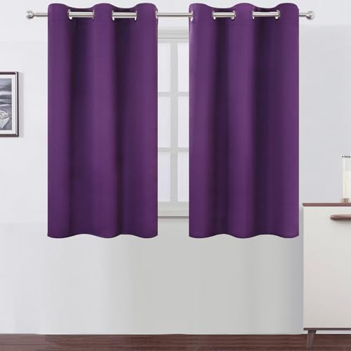 Image of LEMOMO Purple Blackout Curtains 42 x 54 Inch Length Set of 2 Panels Grommet Bedroom Curtains for Living Room