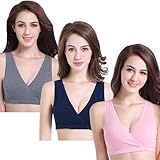 CAKYE Women's Nursing Tank Sleep Bra For Nursing And Maternity (Medium/ 36B,36C,36D, Deep Grey + Navy + Light Pink (3Pcs))