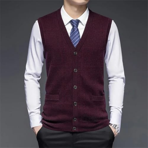 Men Single Breasted Woolen Sweater V Neck 100 Percent Solid Wool Vest2