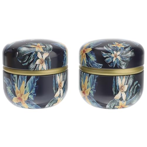 CHICAMPERA 2個 便携式ミニ花柄鉄製密閉茶缶 食品グレード素材 多用途ティーストレージ キャニスター お茶 キャンディー 乾燥果実用家用保存容