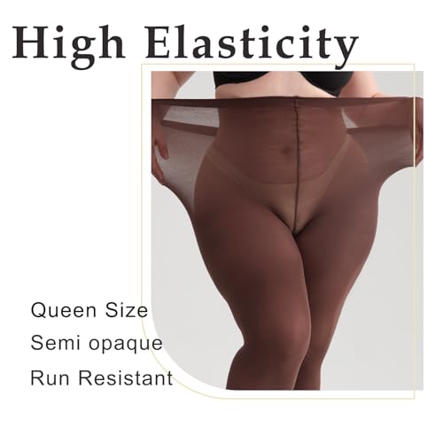 Image of Women's Plus Size Tights High Waist Sheer Semi Opaque Ultra-Soft Pantyhose XL, 2XL, 3XL, 4XL