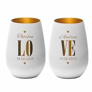 4you DESIGN 2-er Windlicht Love personalisiert
