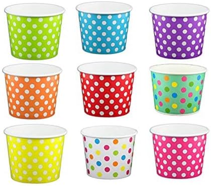 Miniatura 2 de Worlds Copas de papel para helado de papel con lunares, tazas de yogur de 12 onzas, mezcla de 50 unidades