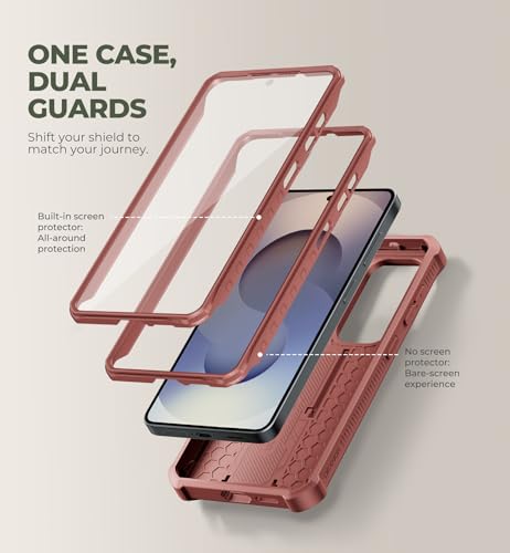 Image of Dexnor for Samsung Galaxy S26 Case with Upgraded Slide Camera Cover & 2 Front Frames & Built-in Screen Protector & Kickstand, Heavy-Duty Rugged Case Full-Body Protective Cover(2026),6.3 inch,Maroon Red