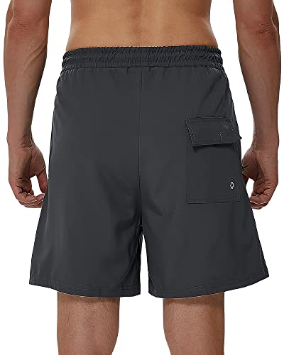 Oajuyjo Mens Swim Trunks Quick Dry Bathing Suits With Compression Liner Board Shorts Swimwear With Boxer Brief (Dark Grey, X-Large) #TOP2