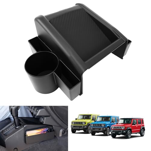 TELLIKA ジムニー AT車専用 シフト収納ボックス JB64W JB74W JC74W ジムニーシエラ ジムニーノマド ドリンクホルダー 小物入れ 5ドア3ドア適用 内装 パーツ 滑り止めラバーマット付き カー用品 収納アクセサリー NOMADE アクセサリー