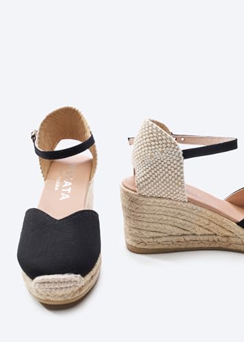 Viscata Reus Canvas Wedge Handmade 2 ½” Heel Women's Sandals with Breathable Cotton Canvas V-cut Vamp and 100% Natural Jute Midsole for all Casual Occasions3
