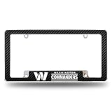 Rico Industries NFL Washington Commanders Carbon Fiber 12" x 6" Chrome All Over Automotive License Plate Frame for Car/Truck/SUV