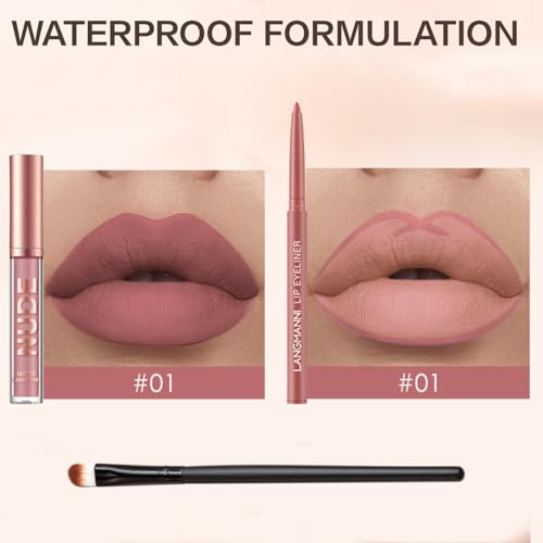 Ninnyi 3PCS Lip Liner and Lipstick Set, Long Lasting Waterproof Lip Stain with Lip Brush - Image 5