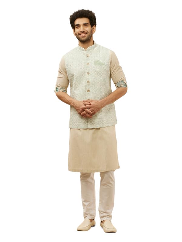 manyavar Men's Art Imperial Printed Sequined Jacket (1pc)-picture-30