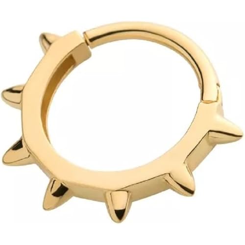 14kt Yellow Gold 16GA 5/16" Diameter Spiked Edge Hinged Segment Clicker Ring
